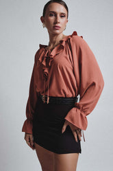 SEAM DETAILED TOP - BURNT ORANGE